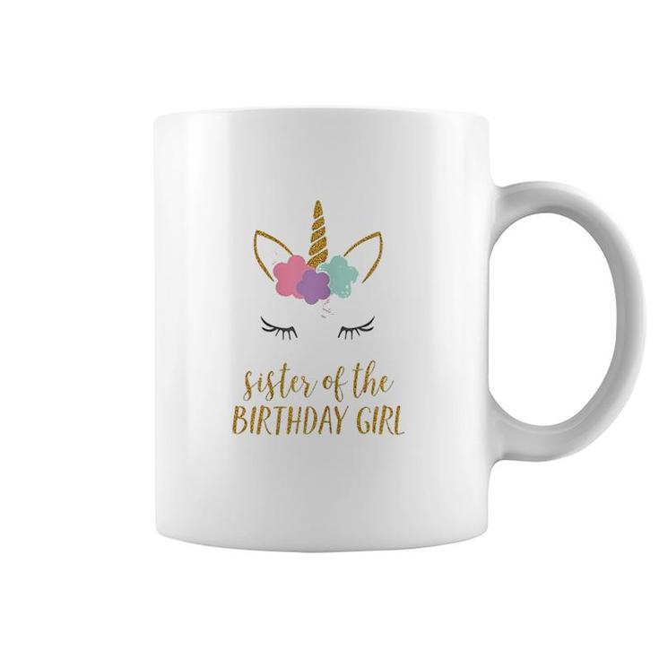 Cute Unicorn Sister Sister Of The Birthday Girl  Coffee Mug