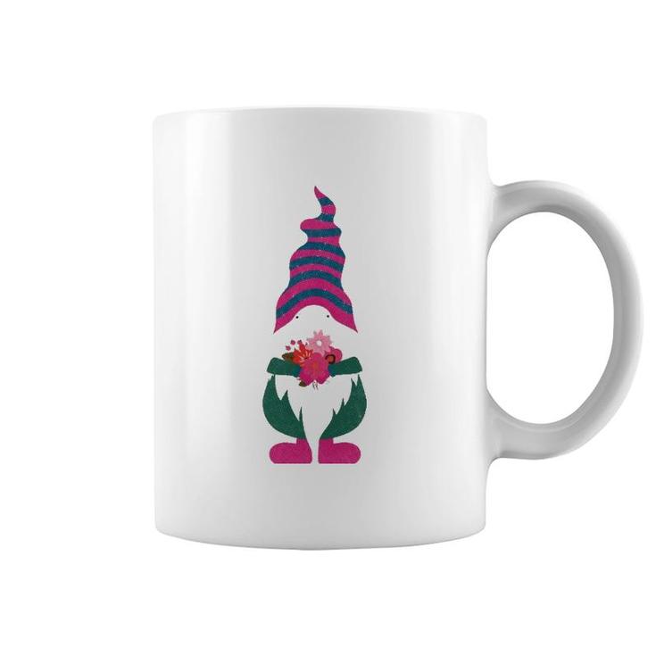 Cute Valentine Gnome Holding Flowers And Hearts Tomte Gift Coffee Mug