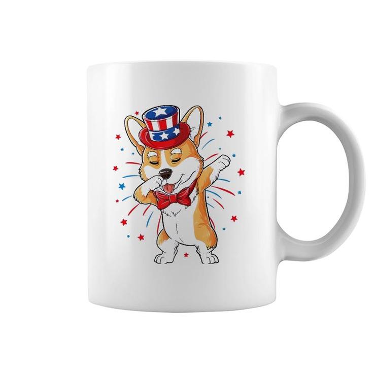 Dabbing Corgi 4Th Of July Merica Dog Usa American Flag Kids  Coffee Mug