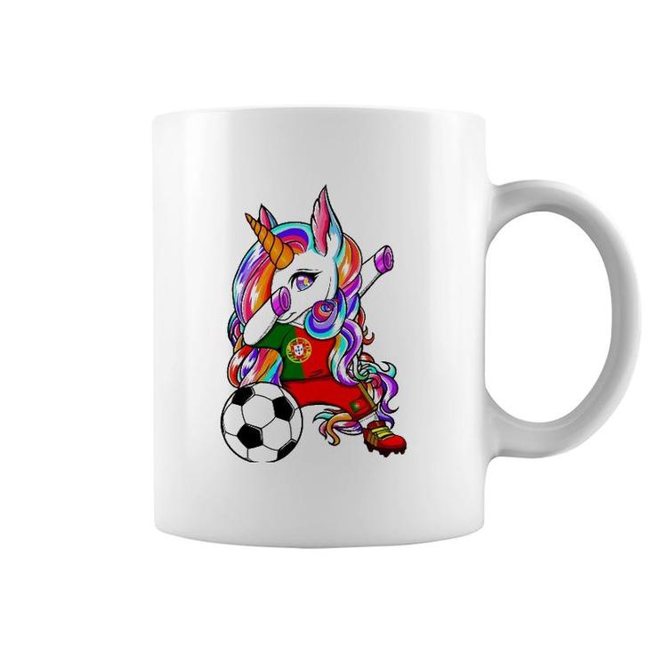 Dabbing Unicorn Portugal Soccer Fans Jersey Flag Football Coffee Mug