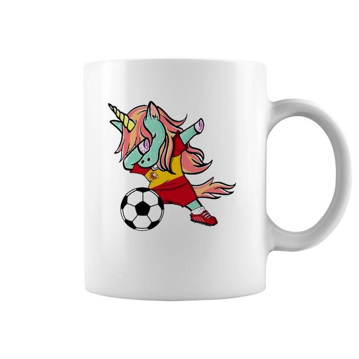 Dabbing Unicorn Soccer Spain Jersey  Spanish Football Coffee Mug