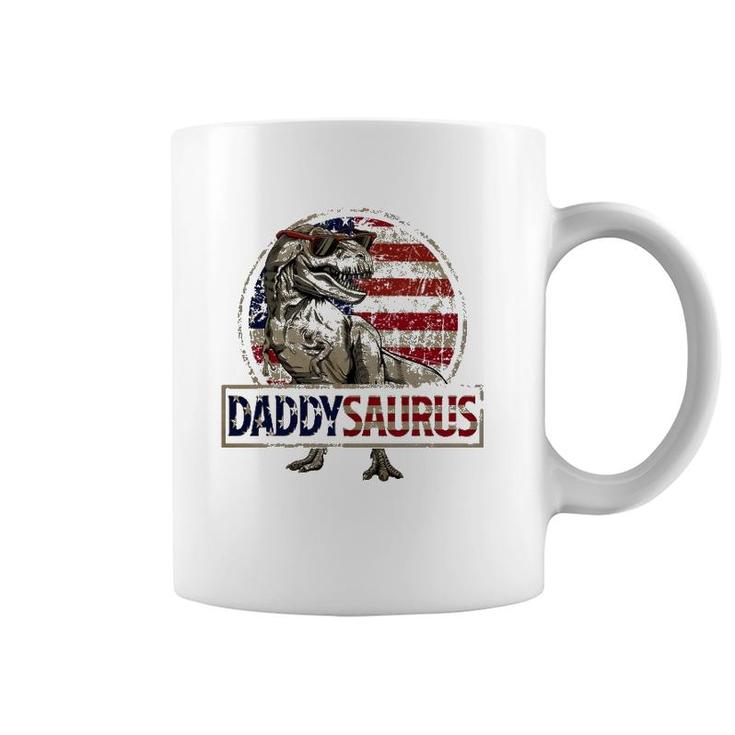 Daddysaurusrex Dinosaur American Flag Dad Father's Day Coffee Mug