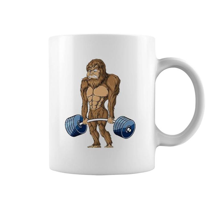 Deadlifting Sasquatch Bigfoot Weightlifting Workout Coffee Mug