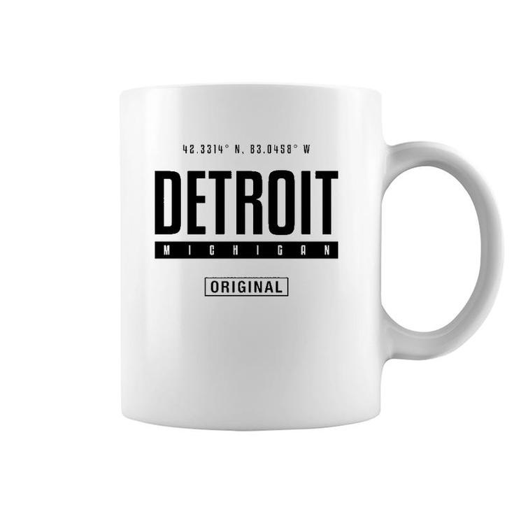 Detroit Coordinates Novelty Graphic Gift For Men Women Coffee Mug