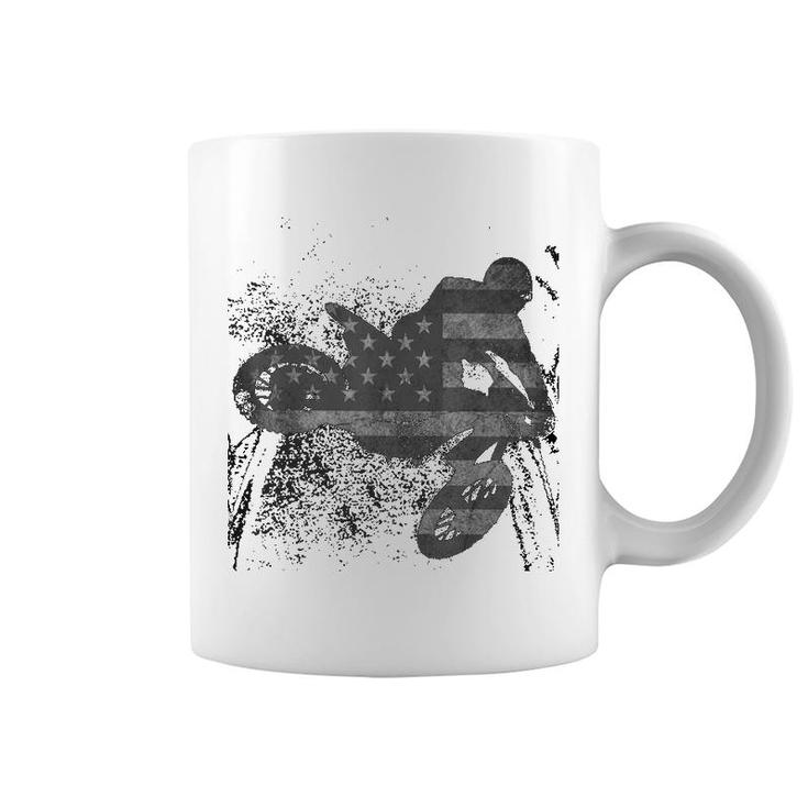 Dirt Bike American Flag Coffee Mug