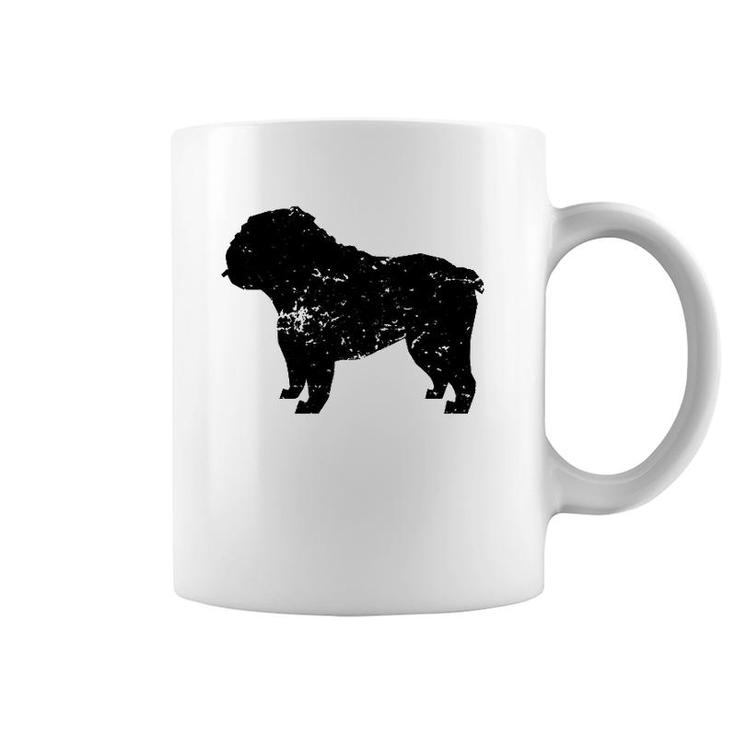 Distressed English Bulldog Silhouette Dog Owner  Coffee Mug