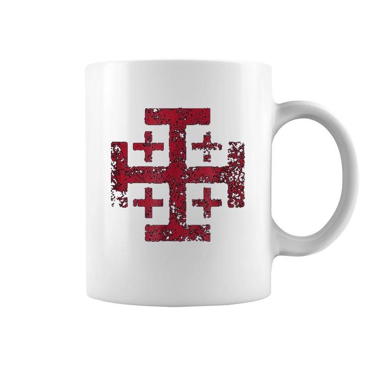 Distressed Jerusalem Cross Coffee Mug