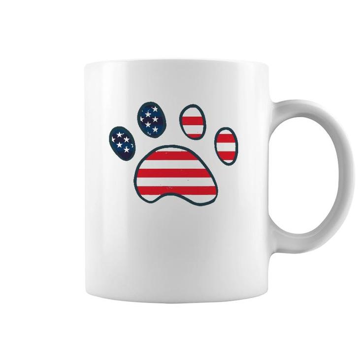 Dog Paw American Flag Patriotic Decor Outfit 4Th Of July Coffee Mug