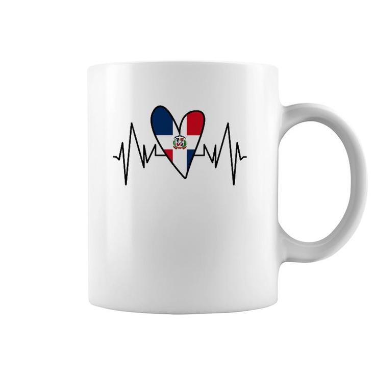 Dominican Flag Heartbeat Ekg Heart Coffee Mug