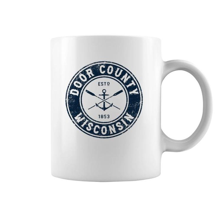 Door County Wisconsin Wi Vintage Boat Anchor & Oars Coffee Mug