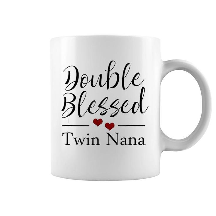 Double Blessed Twin Nana Red Hearts Coffee Mug
