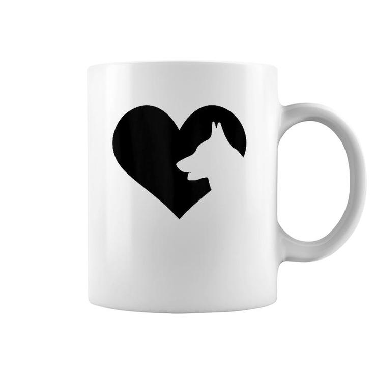 Dutch Shepherd Dog Heart Silhouette - Dutch Shepherd Tank Top Coffee Mug