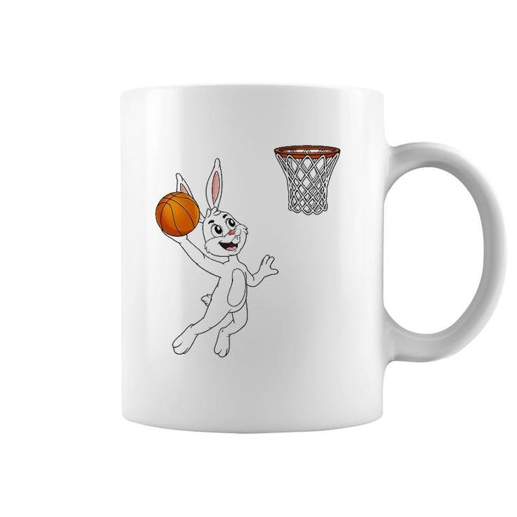 Easter Day Rabbit Dunking A Basketball Funny Boys Girls Kids Coffee Mug