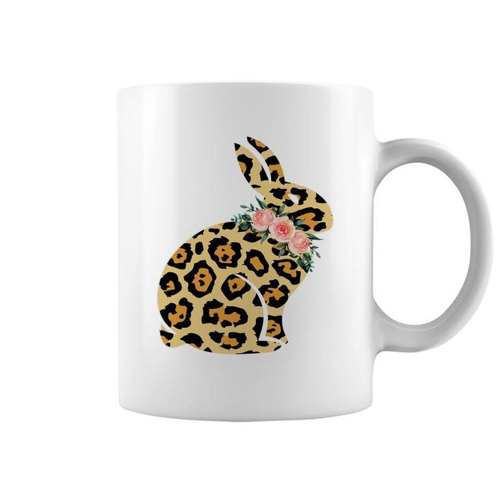Easter Leopard Floral Bunny Coffee Mug