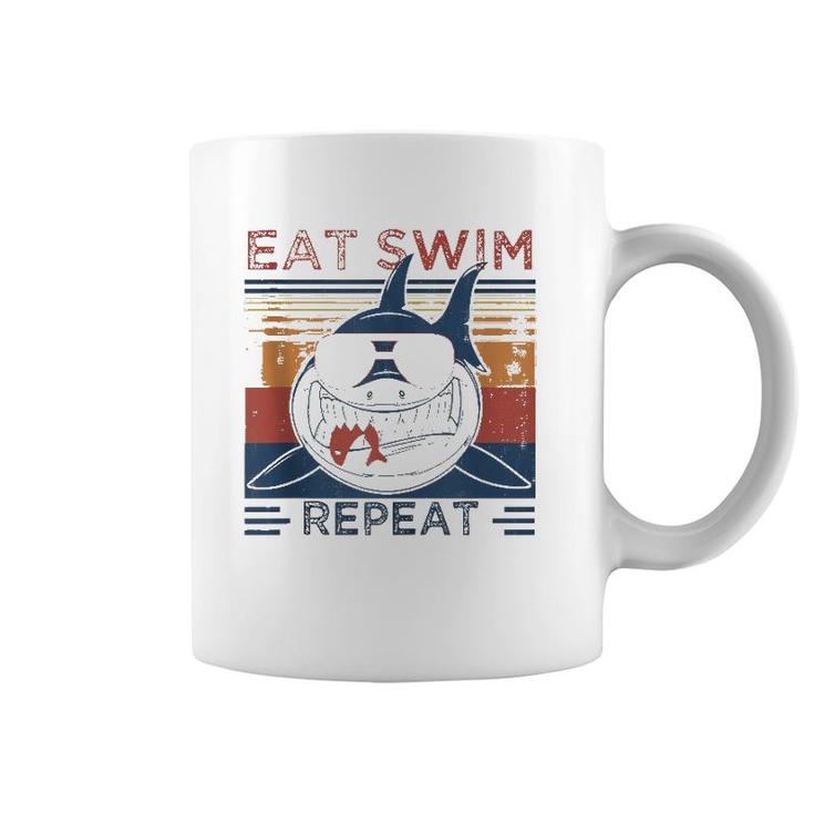 Eat Swim Repeat Shark Lovers Retro Vintage For The Week  Coffee Mug