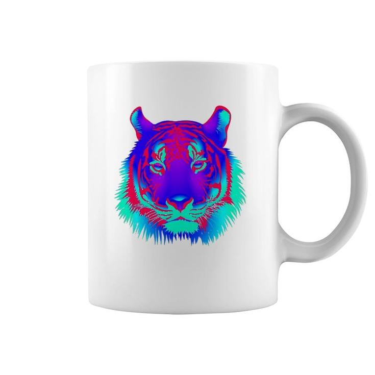Edm Electronic Dance Techno Colorful Tiger Rave Coffee Mug