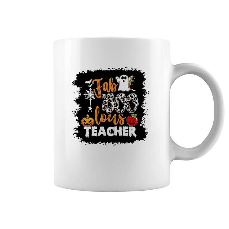 Fab Boo Lous Teacher Scary Pumpkin Apple Bats Spider Coffee Mug