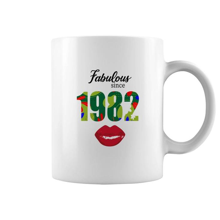 Fabulous Since 1982 Red Lips Green 40Th Birthday Coffee Mug