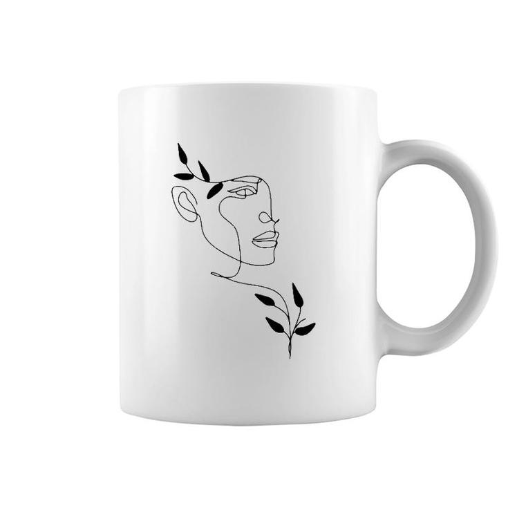 Face Abstract Minimalist Line Art Drawing Tee Aesthetic Top Coffee Mug