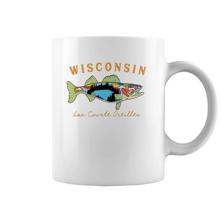 Fisherman Wisconsin Lac Courte Oreilles Lake Walleye Fishing Coffee Mug