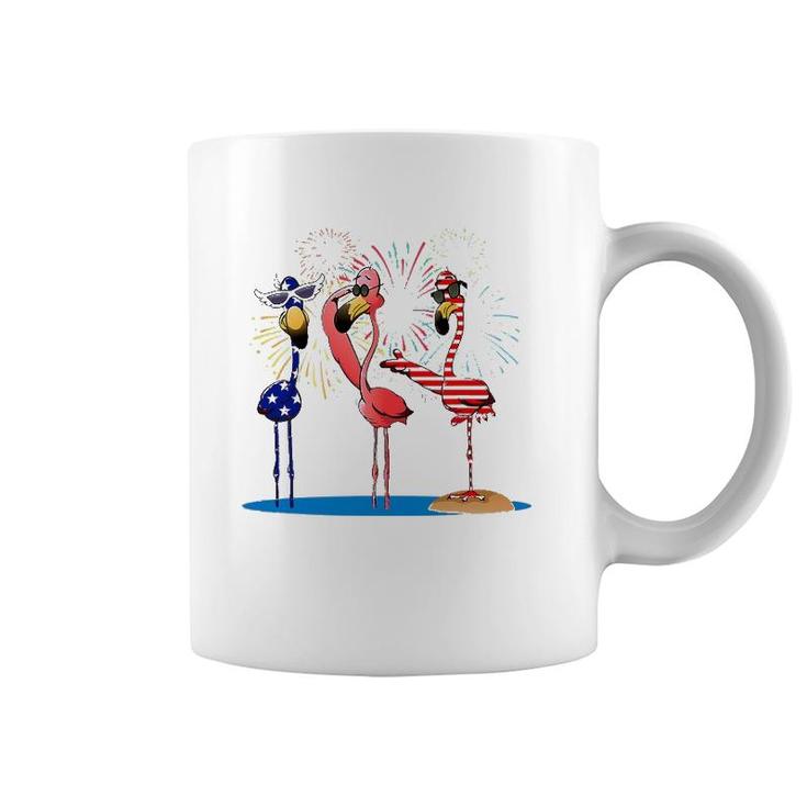 Flamingo American Flag Shadow The 4Th July 2021 Funny Coffee Mug