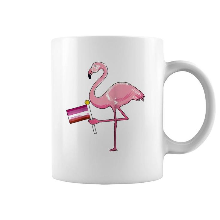 Flamingo Lesbian Flag Cute Lgbt Rainbow Gay Pride Gift Raglan Baseball Tee Coffee Mug