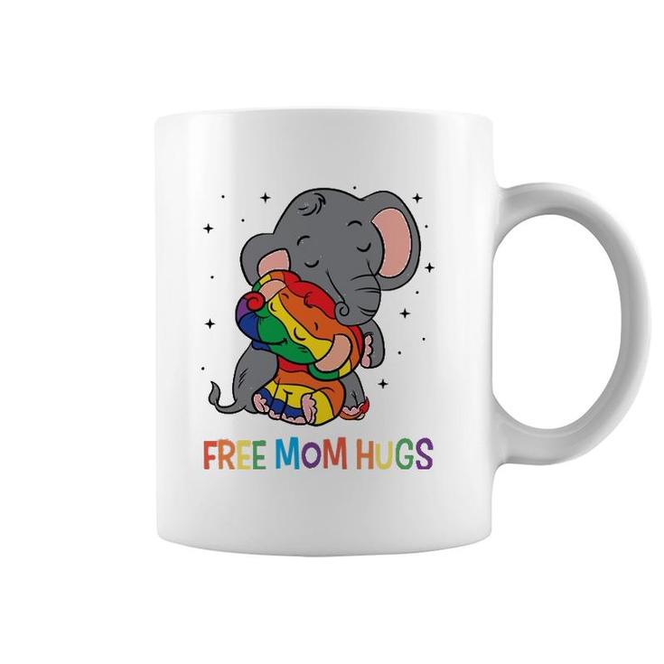 Free Mom Hugs Lgbt Mother Elephant Rainbow Womens Coffee Mug