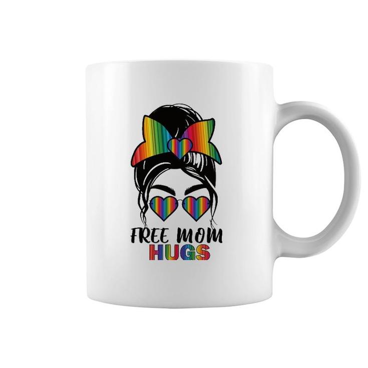 Free Mom Hugs Messy Bun Pride Coffee Mug