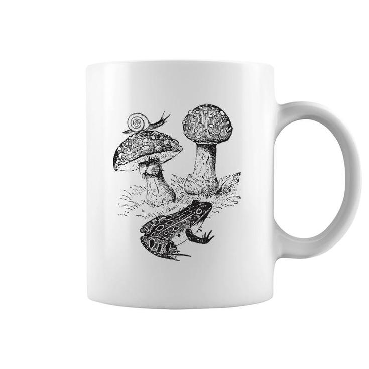 Frog Mushroom And Snail Vintage Botanical Art Coffee Mug