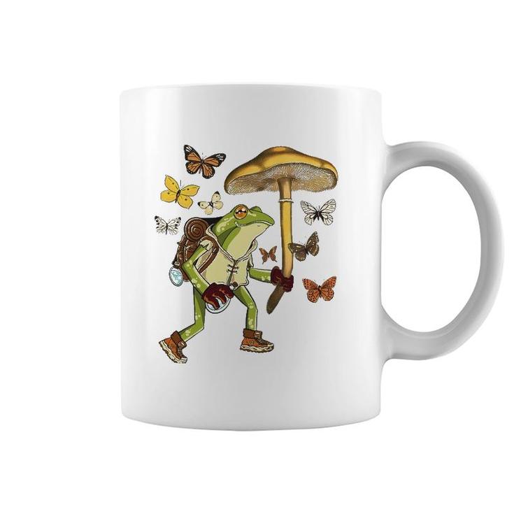Frog Mushroom Umbrella Butterflies Cottagecore Goblincore Coffee Mug