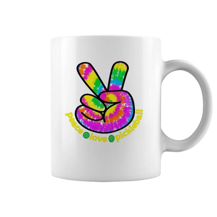 Fun Pickleballer  Peace Love Pickleball Swirl Tie Dye Coffee Mug