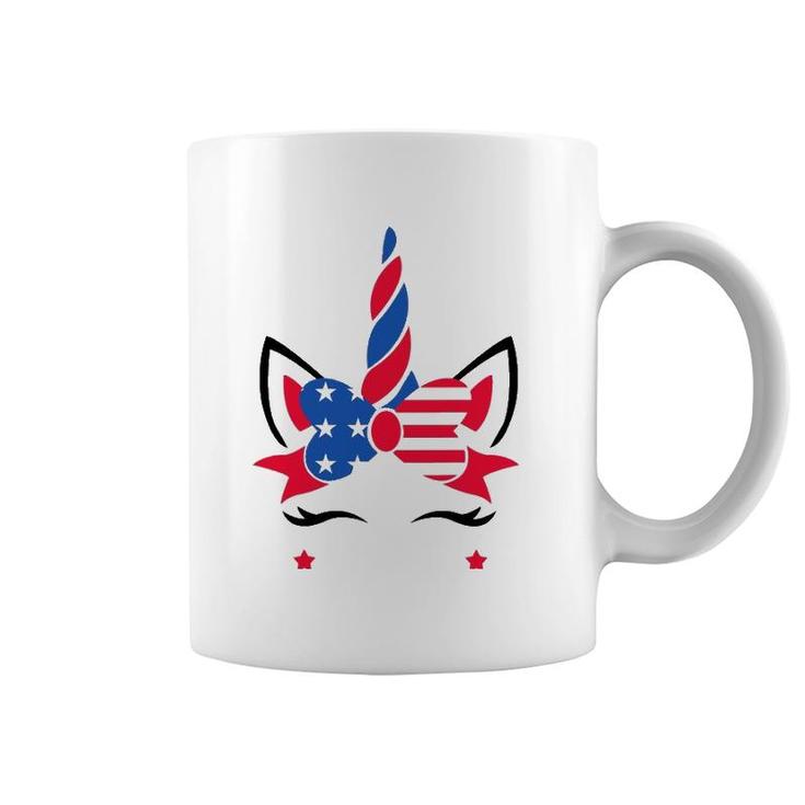 Funny American Unicorn Usa Flag 4Th Of July Gift Women Girls Coffee Mug