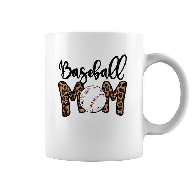 Funny Baseball Mom Leopard Print Softball Mom Mother's Day  Coffee Mug