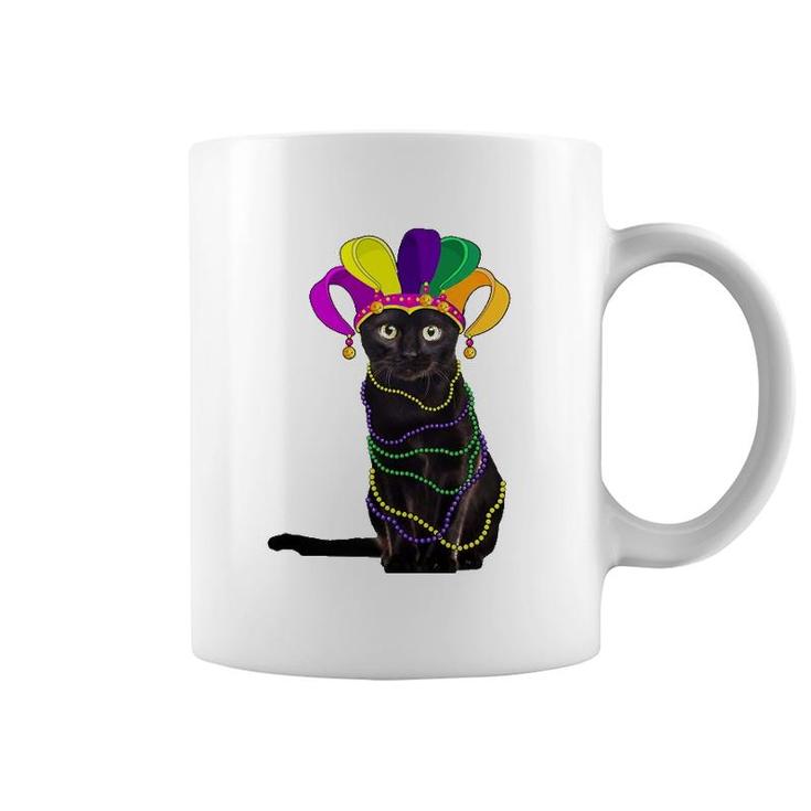Funny Black Cat In Mardi Gras New Orleans Carnival Costume Coffee Mug