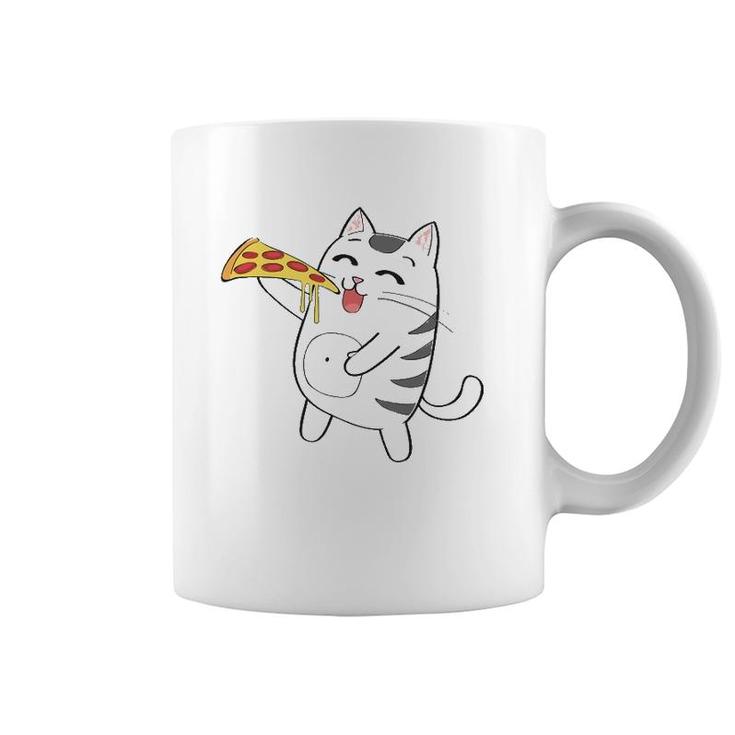 Funny Cute Cat Eating Pizza Cat Pizza Lovers Gift Coffee Mug