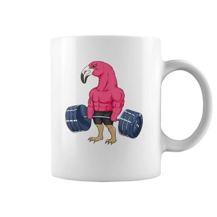 Funny Flamingo Weightlifting Bodybuilder Muscle Fitness  Coffee Mug