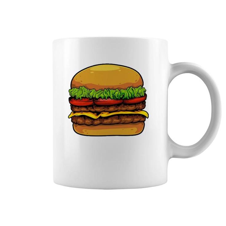 Funny Hamburger Art For Kids Men Women Cheeseburger Lover Coffee Mug