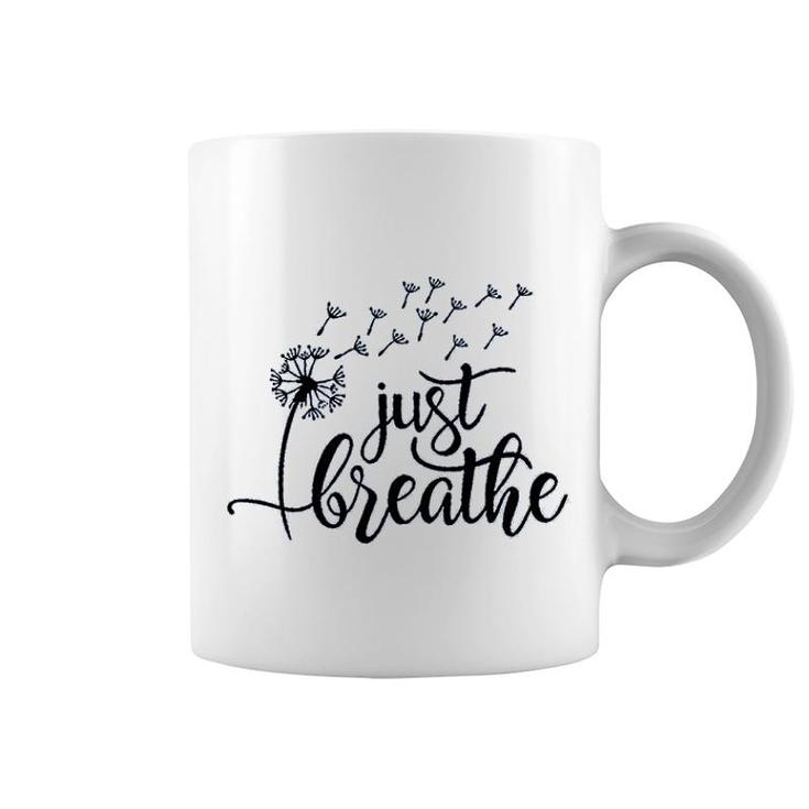 Funny Just Breathe Dandelion Mountain Coffee Mug