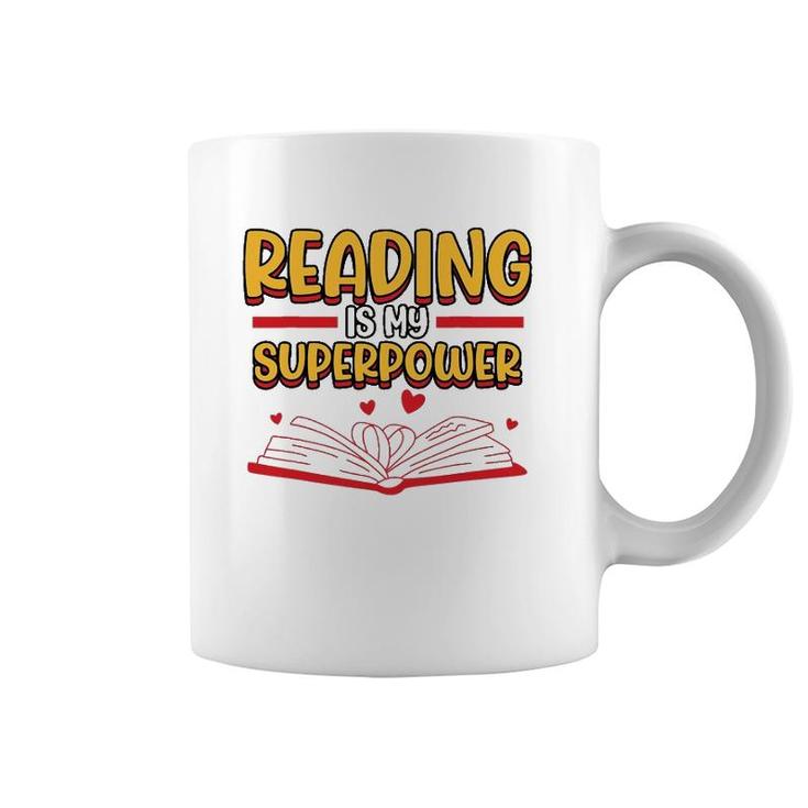Funny Reading Is My Superpower Librarian School Library Coffee Mug