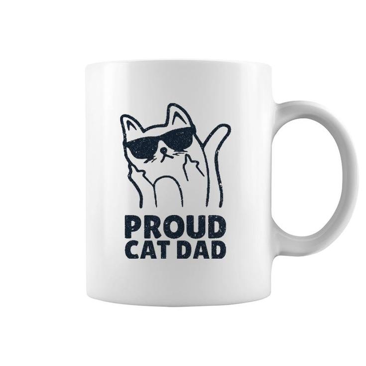 Funny Retro Proud Cat Dad Showing The Finger For Cat Lovers Coffee Mug