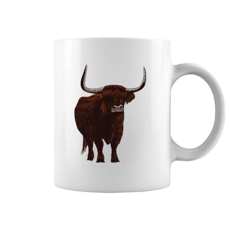 Funny Scottish Highland Cow Design For Men Women Hairy Cow Coffee Mug
