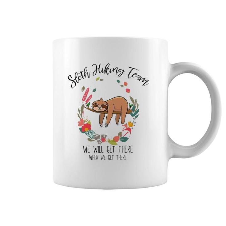 Funny Sloth Gift Women Mothers Day Flower Sloth Hiking Team Coffee Mug