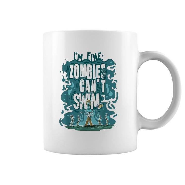 Funny Swimming Quote Gift Zombies Can't Swim For Swimmer Coffee Mug
