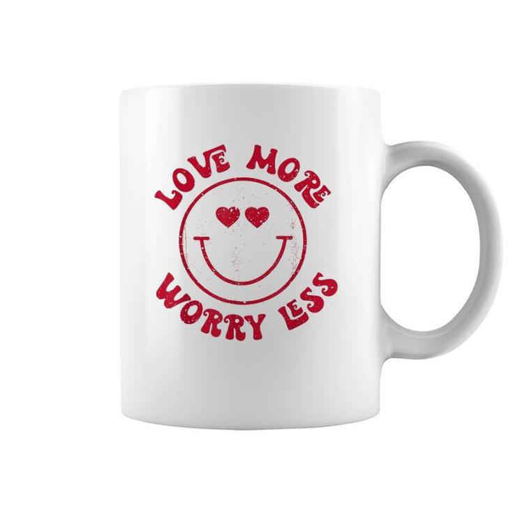 Funny Valentine Love More Worry Less Smile Face Meme Coffee Mug