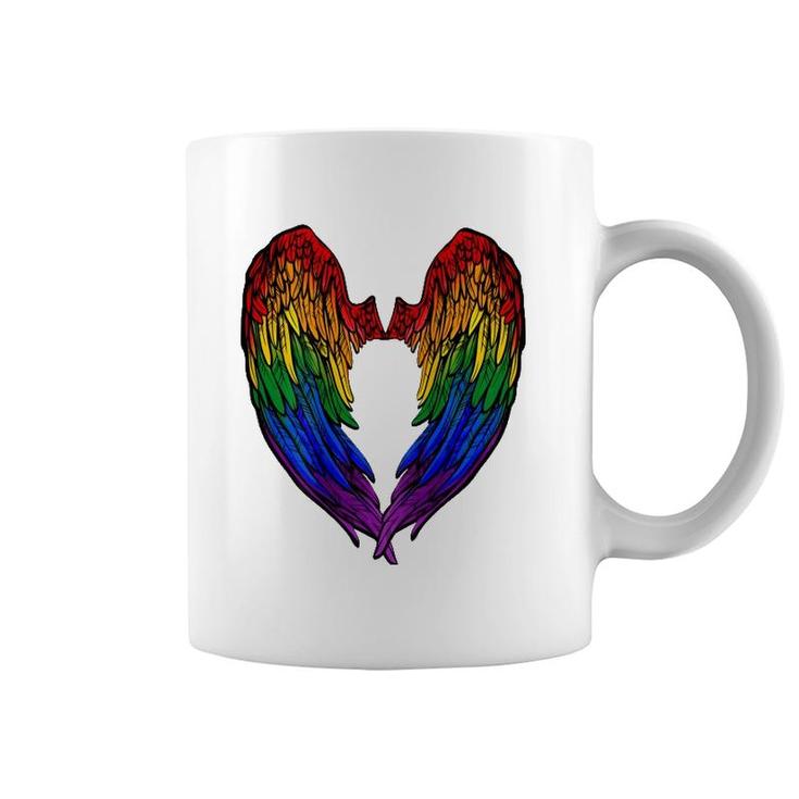 Gay Pride Month Rainbow Angels Wings Back Design Coffee Mug