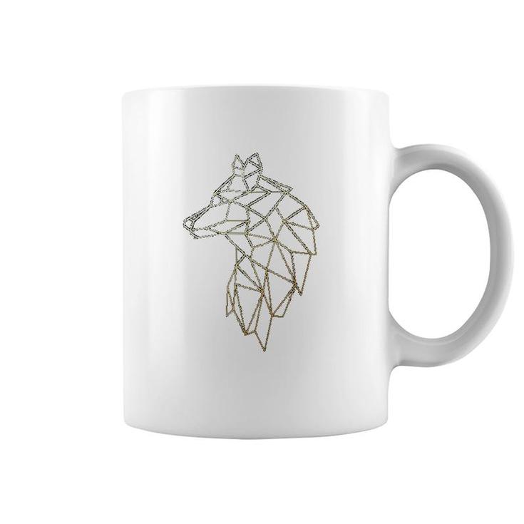 Geometric Abstract Gold Wolf Polygonal Coffee Mug
