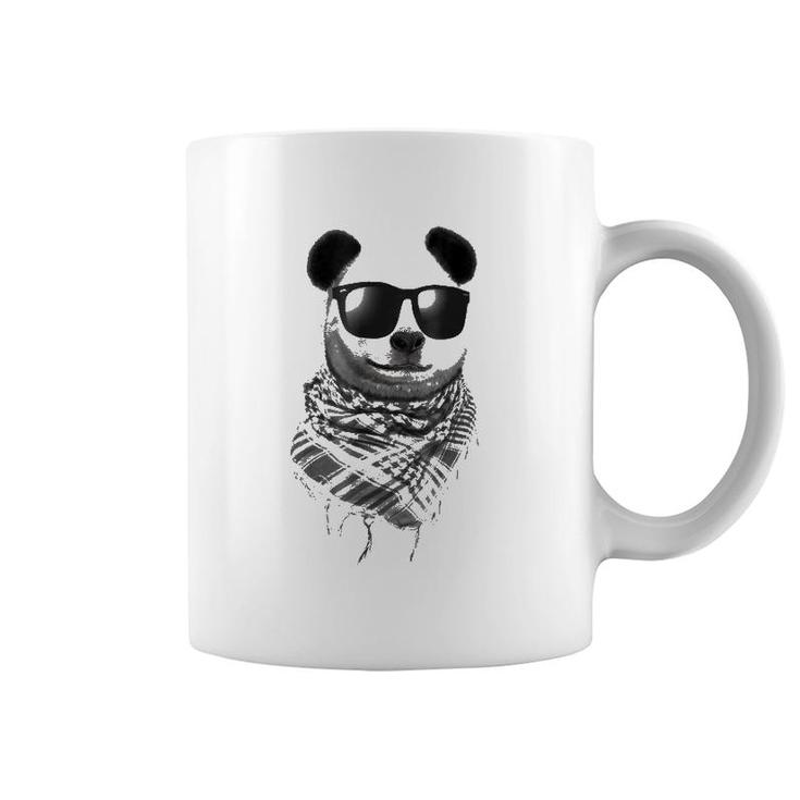 Giant Panda Wear Fishnet Pattern Keffiyeh Sunglass Coffee Mug