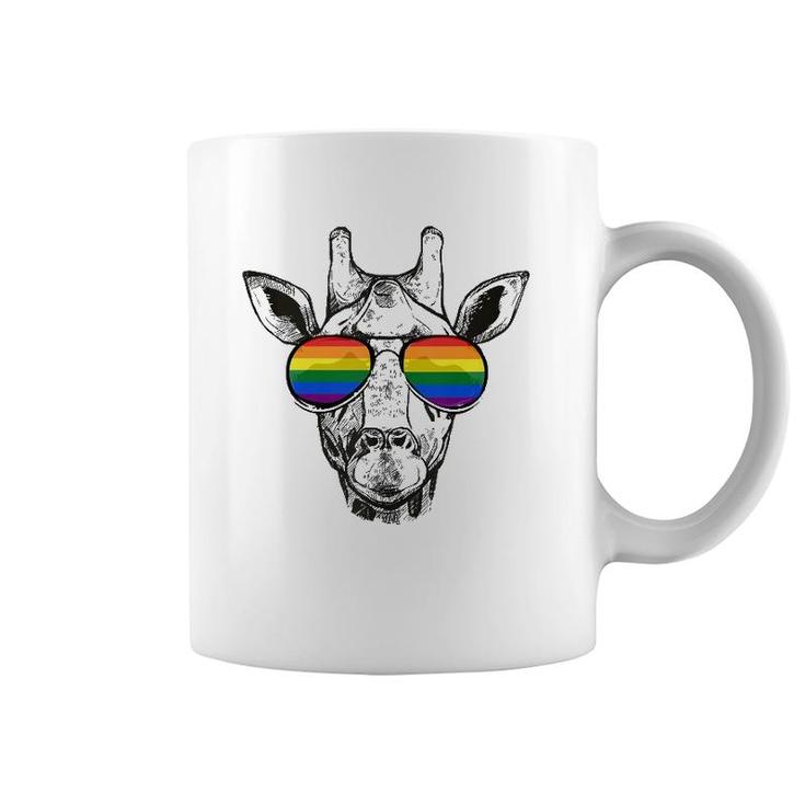 Giraffe Gay Pride Flag Sunglasses Lgbtq Gift  Coffee Mug