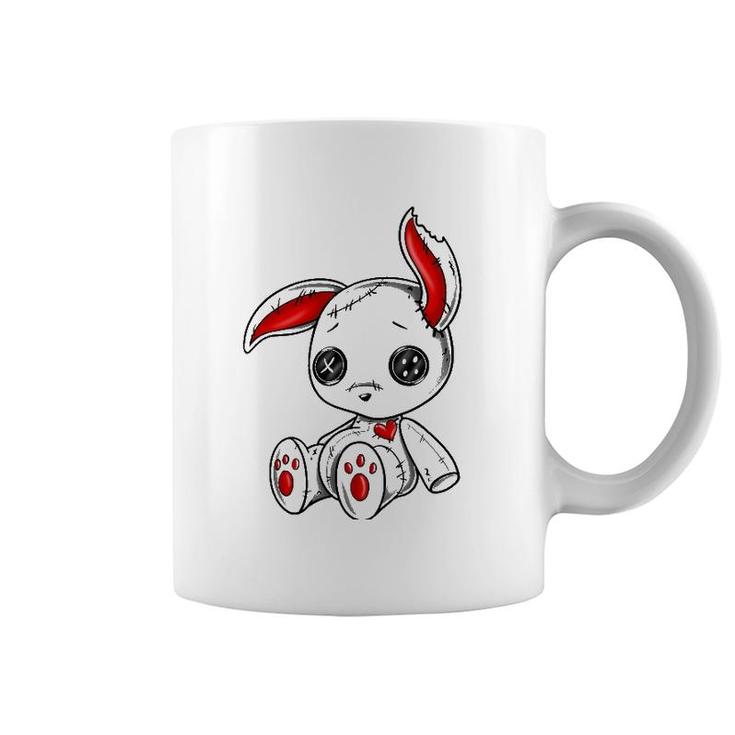 Goth Bunny Cute Gothic White Bunny Red Heart Coffee Mug