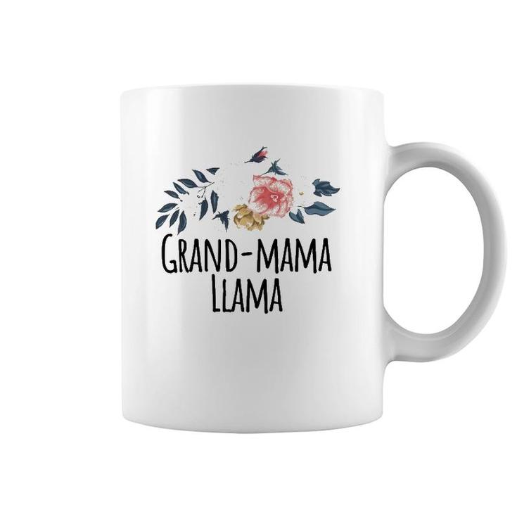 Grand-Mama Llama Funny Floral Flowers Gift  Coffee Mug